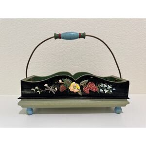 1997 Tracy Porter Hand-Painted Wood Basket – The Home Collection by Midwest